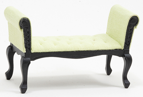 Settee, Black With Green Fabric
